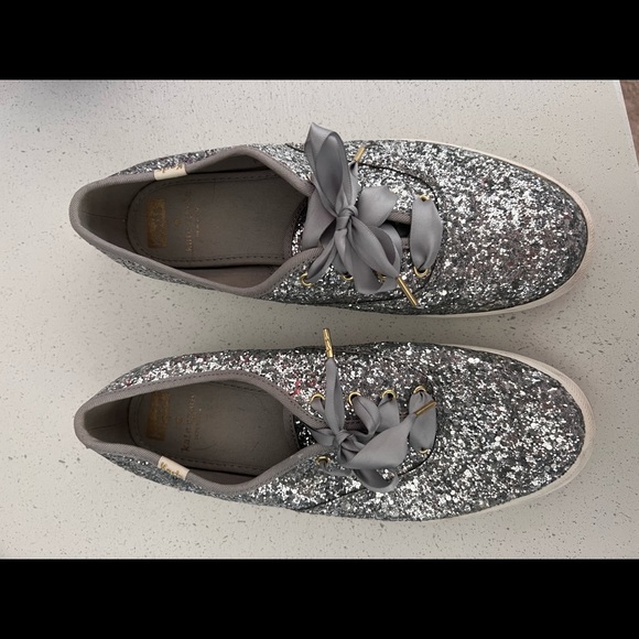 *worn once* Silver Glitter Kate Spade Keds sneakers - Picture 2 of 3